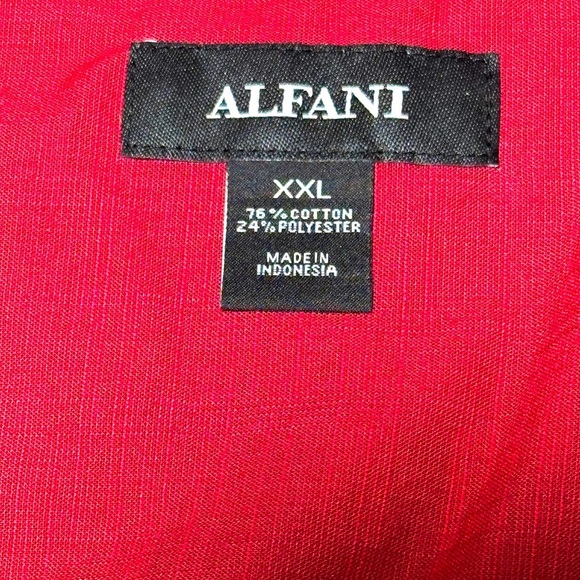 Alfani Red Casual Button Down Shirt Short Sleeve, EUC - Picture 5 of 7